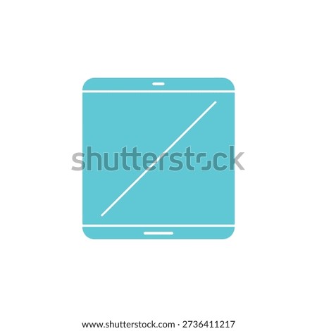 Blue Tablet with White Diagonal Line and Speaker Grills