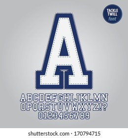 Blue Tackle Twill Alphabet and Digit Vector