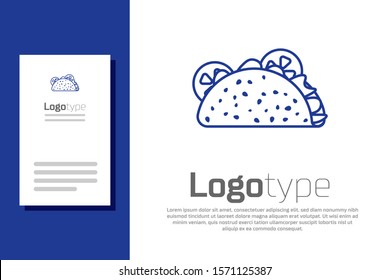 Blue Taco with tortilla icon isolated on white background. Traditional mexican fast food. Logo design template element. Vector Illustration