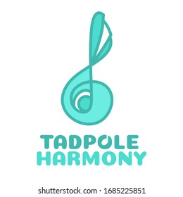 Blue Tadpole frog Harmony Music logo concept design illustration