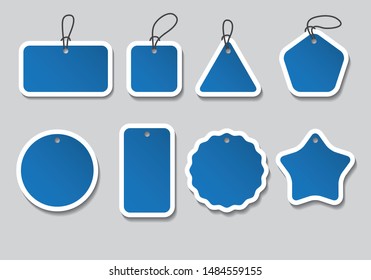 Blue tag with multiplied shadow and white border.  Can be used as speech bubbles too.