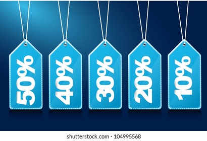 blue tags with numbers over blue background. vector illustration