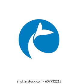 Blue tail whale logo template Illustration Design. Vector EPS 10.