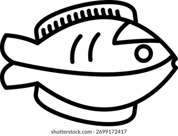 Blue tang fish Line Vector Icon Design