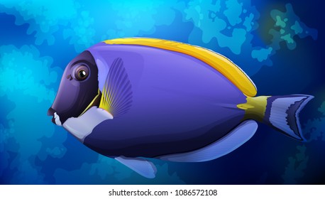 Blue Tang Fish in Ocean illustration