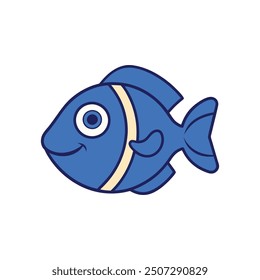 Ilustración vectorial de pescado azul Tang - dibujos animados, Clipart y diseño de arte de línea