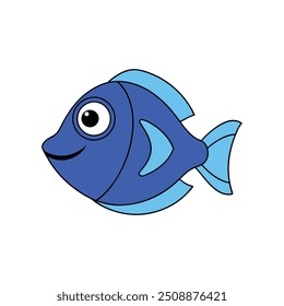 Ilustración vectorial de pescado azul Tang - dibujos animados, Clipart y diseño de arte de línea