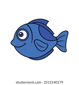 Ilustración vectorial de pescado azul Tang - dibujos animados, Clipart y diseño de arte de línea