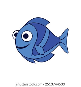 Ilustración vectorial de pescado azul Tang - dibujos animados, Clipart y diseño de arte de línea