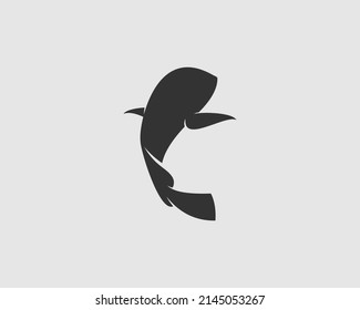 Blue tang Silhouette on White Background. Isolated Vector Fish Animal Template for Logo Company, Icon, Symbol etc 
