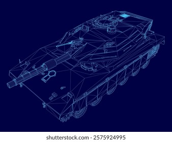 Blue tank with a blue outline. The tank is a military vehicle and is designed to be used in combat