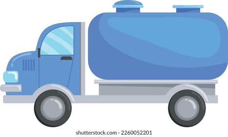 Blue tank truck cartoon icon. Milk transportation isolated on white background