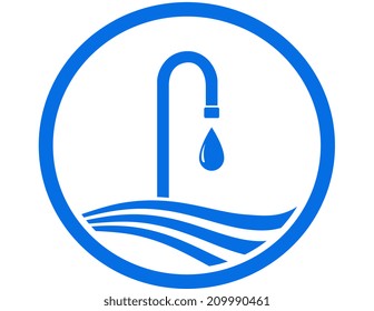 blue tap with drop and wave in round frame