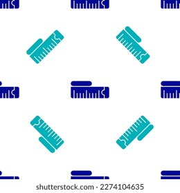 Blue Tape measure icon isolated seamless pattern on white background. Measuring tape.  Vector