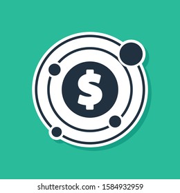 Blue Target with dollar symbol icon isolated on green background. Investment target icon. Successful business concept. Cash or Money.  Vector Illustration
