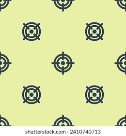 Blue Target financial goal concept icon isolated seamless pattern on yellow background. Symbolic goals achievement, success.  Vector