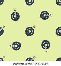 Blue Target icon isolated seamless pattern on white background. Investment target icon. Successful business concept. Cash or Money sign.   Vector Illustration