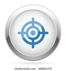 Blue Target icon on white glossy chrome app button