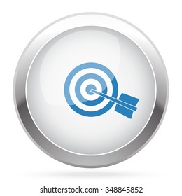 Blue Target icon on white glossy chrome app button