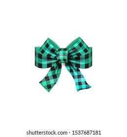 blue Tartan bow Christmas vector