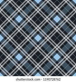 blue tartan fabric texture diagonal pattern seamless vector illustration