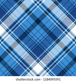 Blue tartan fabric texture. Vector illustration.