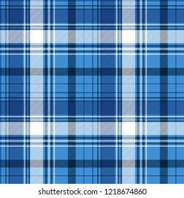 Blue tartan fabric texture. Vector illustration.