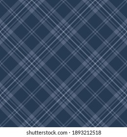 Blue tartan pattern. Seamless dark monochrome striped textured plaid graphic background for skirt, flannel shirt, blanket, throw, duvet cover, or other modern autumn winter fabric design.