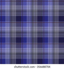 Blue tartan plaid background in vector seamless pattern. Pattern swatches included in file.