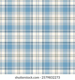 Blue Tartan plaid check pattern texture. Seamless vector pattern. Perfect for textile or print design. Vector illustration.