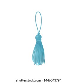 Blue tassel from threads. Vector illustration on white background.