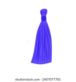 blue tassel vector illustration. thread handicraft tassel