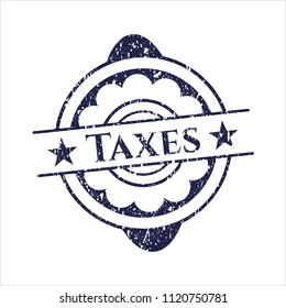 Blue Taxes distressed rubber grunge stamp
