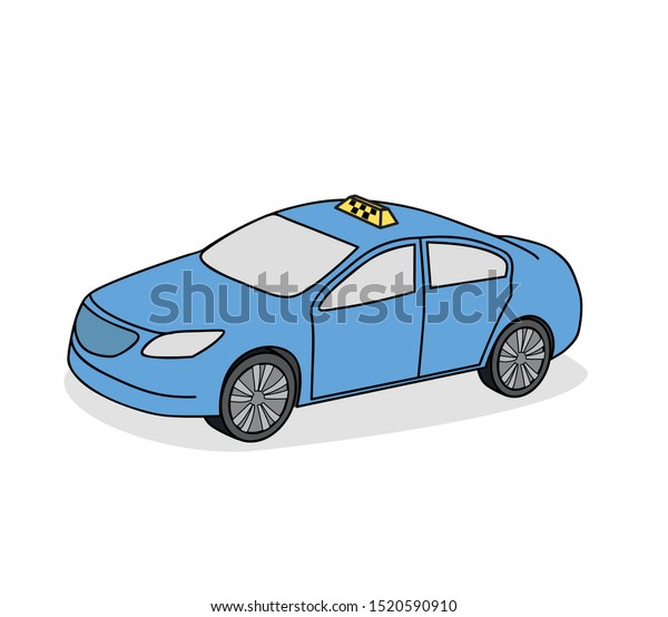 Blue taxi car. Taxi car vector illustration\
logo template for website or mobile\
app.