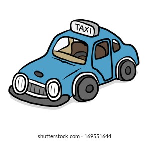 blue taxi / cartoon vector and illustration, isolated on white background.