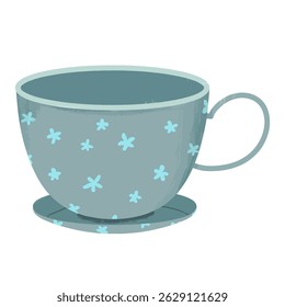 Blue tea cup vector illustration with transparent background