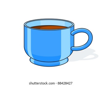 blue tea cup vector illustration isolated on white background
