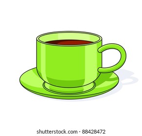 blue tea cup vector illustration isolated on white background