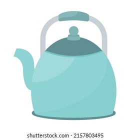 blue tea pot over white