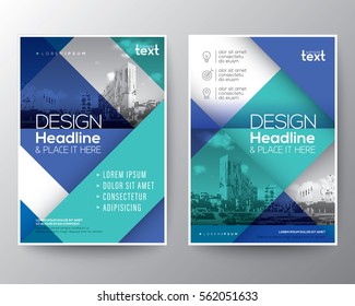 Blue and teal diagonal line Brochure annual report cover Flyer Poster design Layout vector template in A4 size