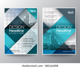 Blue and teal diagonal line Brochure annual report cover Flyer Poster design Layout vector template in A4 size