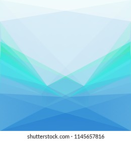 Blue, teal and grey tiangular background. Polygonal geometric wallpaper, clean and fresh, neon colored. Vector 3d effect symmetrical backdrop with rays. 