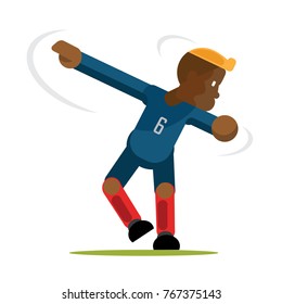 blue team soccer players celebrating with dab dancing on soccer field vector illustration