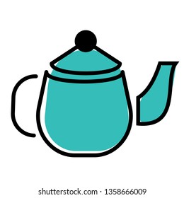blue teapot flat illustration on white