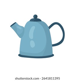 Bule azul. Clipart de vetor plano, ilustração com plano de fundo isolado.