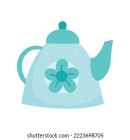 blue teapot with flower icon