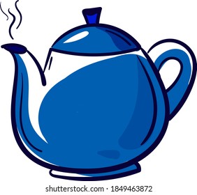 Tetera azul, ilustración, vector sobre fondo blanco