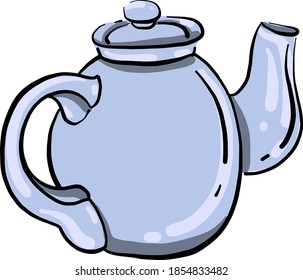 Blue teapot, illustration, vector on white background