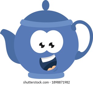 Blaue Teekanne, Illustration, Vektorgrafik auf weißem Hintergrund.