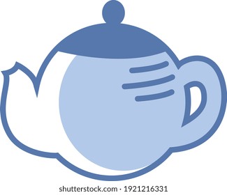 Blue teapot, illustration, vector on white background.